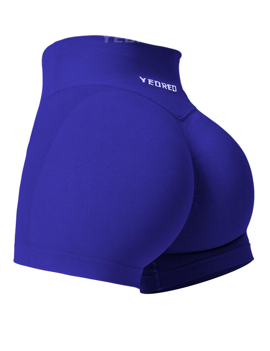 YEOREO Workout Gym Shorts for Women Scrunch Butt Lift V Cross Waist 3" Short Pants Dark Blue XL