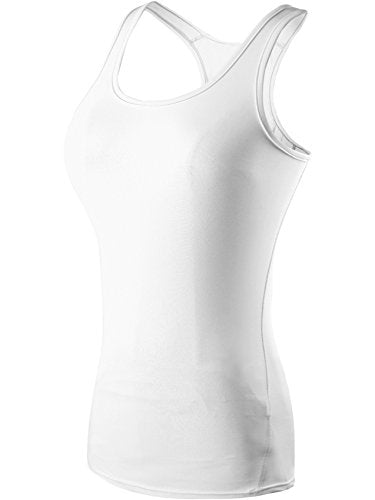 NELEUS Women's 3 Pack Compression Workout Long Tank Top,Black,Grey,White,3XL