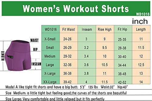 CADMUS Women's High Waist Yoga Shorts Spandex Running Side Pockets, 16#, Navy & Grey & Black,Small