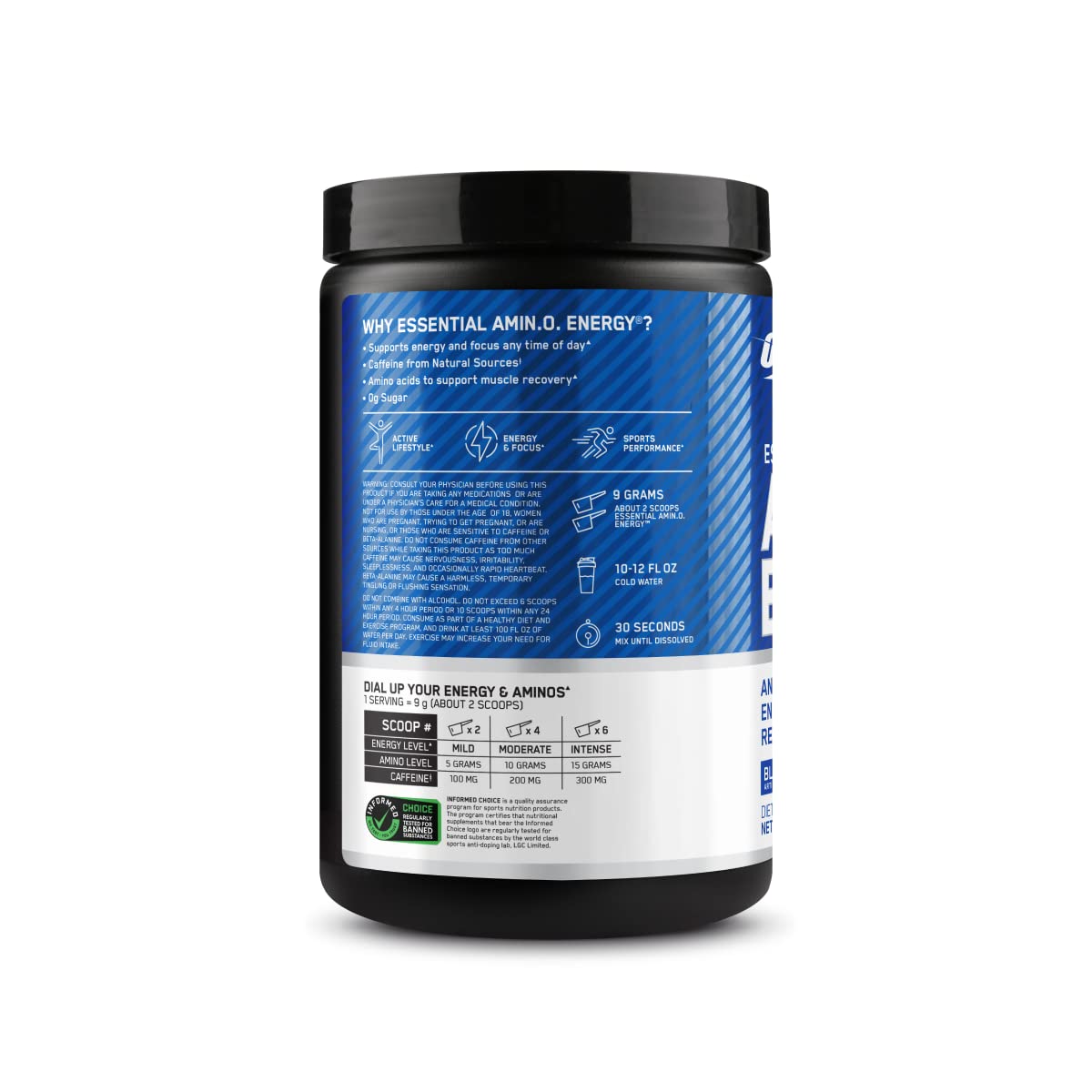 Optimum Nutrition Amino Energy - Pre Workout with Green Tea, BCAA, Amino Acids, Keto Friendly, Green Coffee Extract, Energy Powder - Blue Raspberry, 30 Servings (Packaging May Vary)