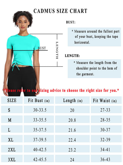 CADMUS Running Crop Tops Women Short Sleeve Racerback Dry Fit Workout Shirts 3 Packs, Purple, Light Green, Orange, X-Large