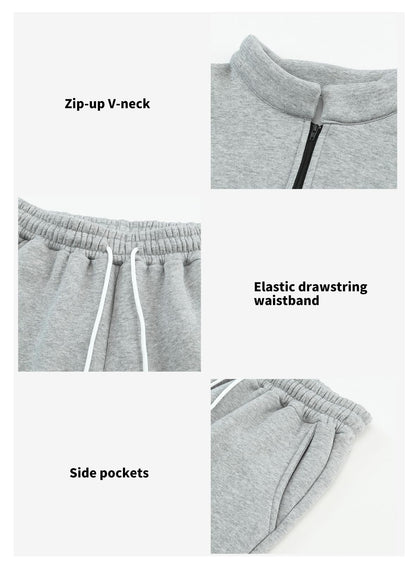 Aleumdr 2 Piece Sweatsuit Outfits for Women Jogging Sets Casual Long Sleeve Half Zip Pullover Drawstring Jogger Lounge Tracksuit Gray Medium